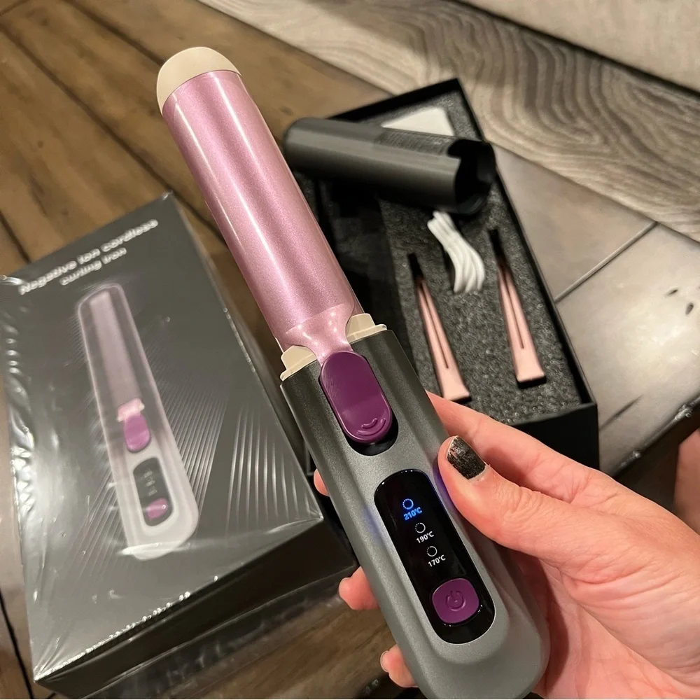 Cordless Curling Iron 1.33” Barrel Straightening Brush - Gray #MC1